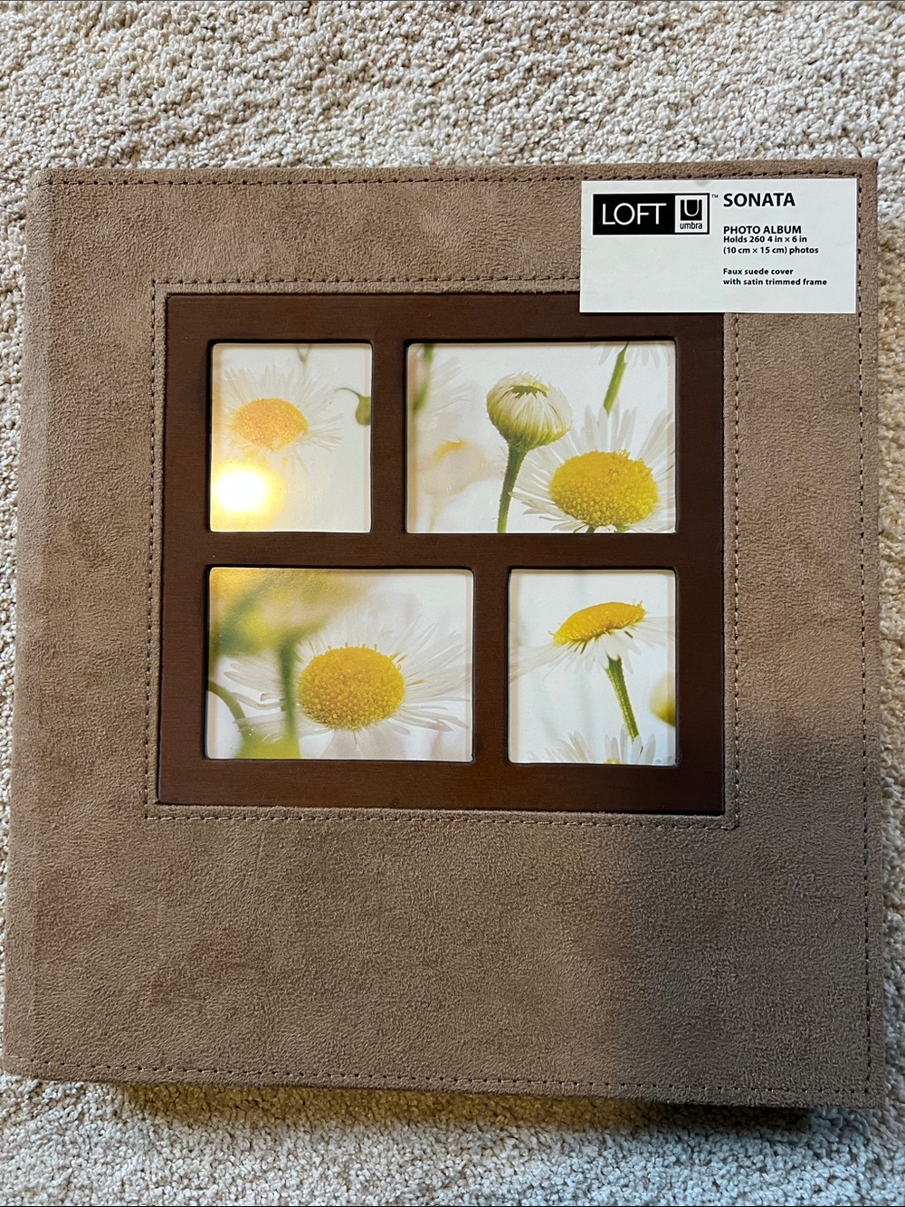 LOFT Taupe Faux Suede Multi-Window Photo Album Frame
